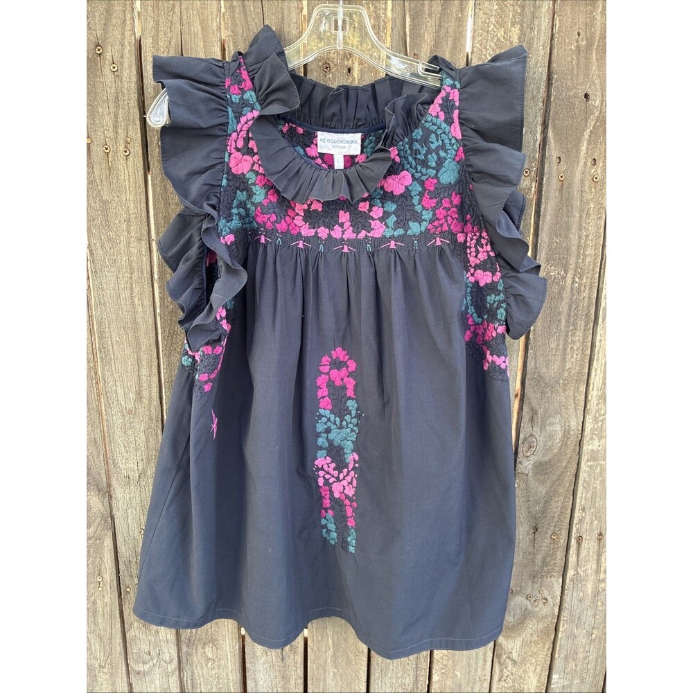 Mi Golondrina Embroidered Sleeveless Top Womens Size L